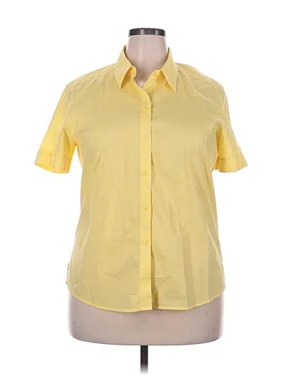 Pre-owned Foxcroft Short Sleeve Blouse In Yellow