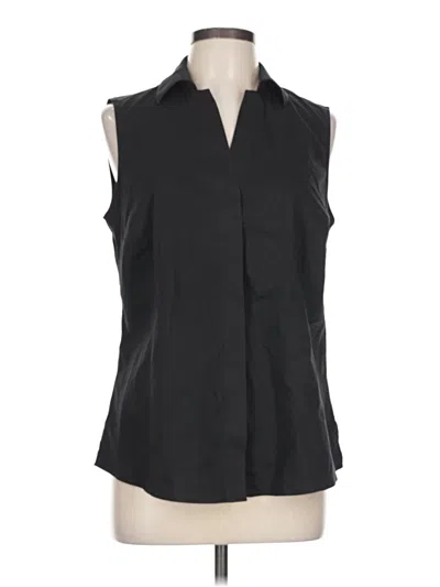 Pre-owned Foxcroft Sleeveless Button Down Shirt In Black