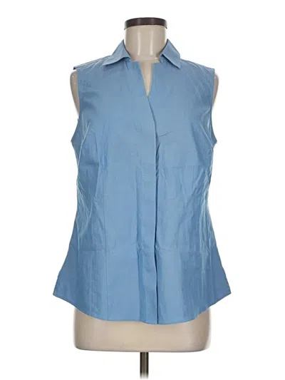 Pre-owned Foxcroft Sleeveless Button Down Shirt In Blue