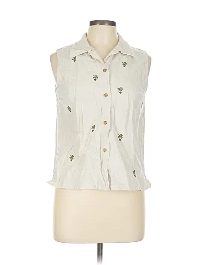 Pre-owned Foxcroft Sleeveless Button Down Shirt In White