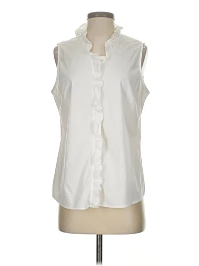 Pre-owned Foxcroft Sleeveless Button Down Shirt In White