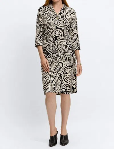 Foxcroft Sloane Corduroy 3/4 Sleeve Dress In Paisley In Multi
