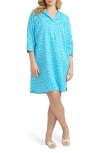 Foxcroft Sloane Leopard Print Shirtdress In Ibiza Turq Multi