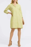 Foxcroft Sloane Leopard Spot Shirtdress In Chartreuse Multi