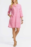 Foxcroft Sloane Leopard Print Shirtdress In Pink Flambe Multi