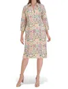 Foxcroft Sophia Long Sleeve Shift Dress In Multi
