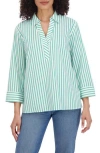 Foxcroft Sophia Stripe Three-quarter Sleeve Stretch Tunic In Kelly Green