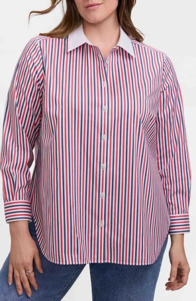 Foxcroft Stripe Boyfriend Button-up Shirt In Multi