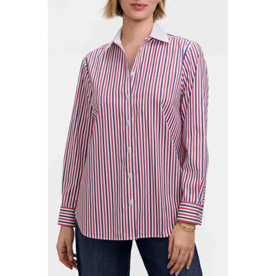 Foxcroft Stripe Boyfriend Button-up Shirt In Multi