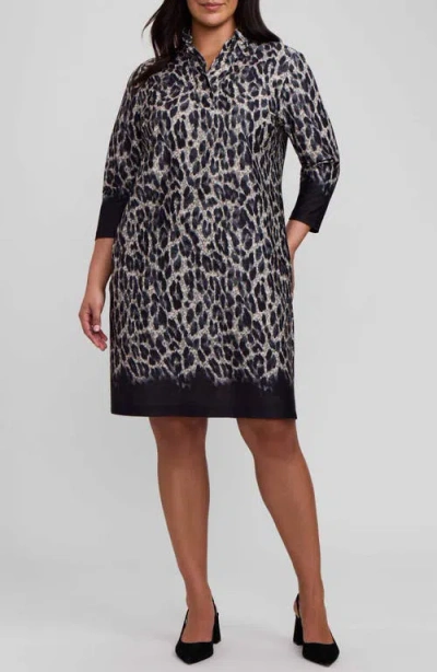 Foxcroft Tammy Cheetah Print Shirtdress In Multi