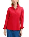 Foxcroft Tammy Long Sleeve Popover Top In Red