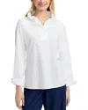 Foxcroft Tammy Ruffle Collar Cotton Blend Top In White
