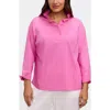 Foxcroft Tammy Ruffle Collar Cotton Blend Top In Pink