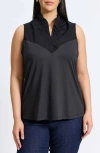 Foxcroft Tammy Ruffle Sleeveless Top In Black