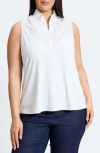 Foxcroft Tammy Ruffle Sleeveless Top In White