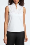 Foxcroft Tammy Ruffle Sleeveless Top In White