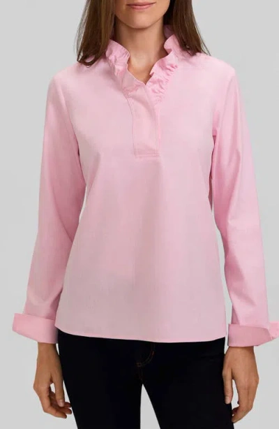 Foxcroft Tammy Ruffled Cotton Popover In Pink