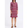 Foxcroft Tammy Tile Print Collared Dress In Pink