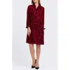 Foxcroft Tammy Velvet Paisley Collared Long Sleeve Dress In Red