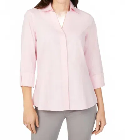 Foxcroft Taylor 3/4 Pinpoint Short Sleeve Shirt In Pink