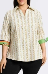 Foxcroft Taylor Chain Stripe Cotton Button-up Shirt In Ivory Multi