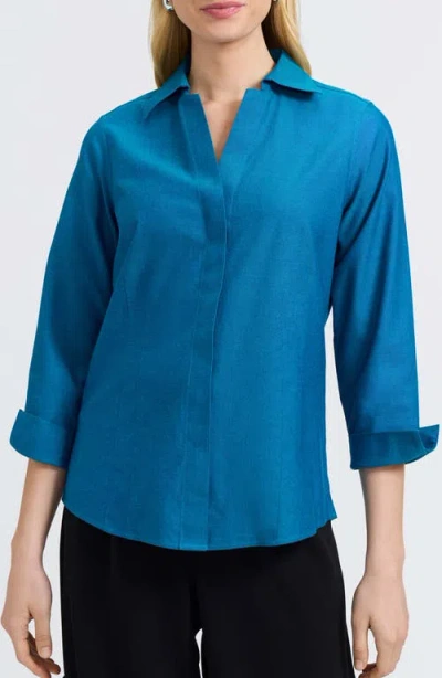 Foxcroft Taylor Fitted Non-iron Shirt In Blue