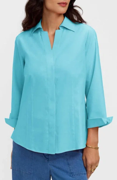 Foxcroft Taylor Fitted Non-iron Shirt In Blue