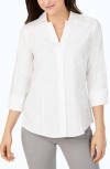 Foxcroft Dianna Pinpoint Long Sleeve Shirt In White In White