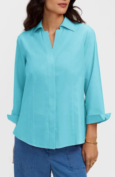 Foxcroft Taylor Fitted Non-iron Shirt In Blue