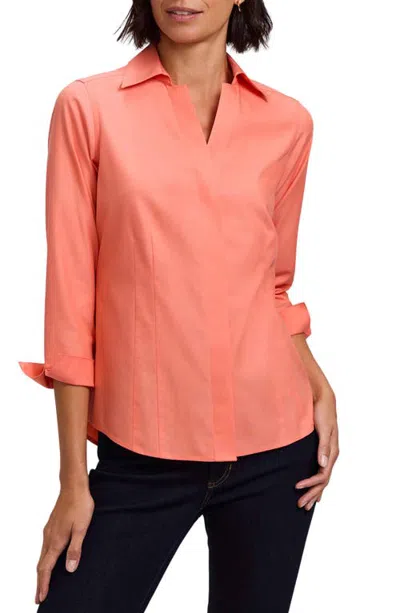 Foxcroft Taylor Fitted Non-iron Shirt In Peach Macaron Pink