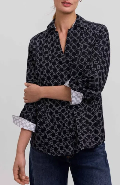 Foxcroft Taylor Geo Print Cotton Button-up Shirt In Multi