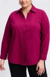 Foxcroft Taylor Long Sleeve Stretch Button-up Shirt In Sangria