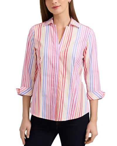 FOXCROFT TAYLOR MULTI STRIPE COTTON SHIRT