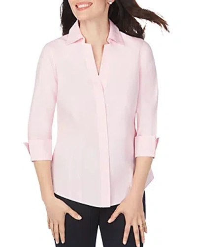 Foxcroft Taylor Non-iron Button-down Top In Chambray Pink