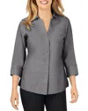 Foxcroft Taylor Non-iron Button-down Top In Charcoal