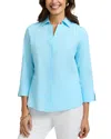 Foxcroft Mary Non-iron Stretch Cotton Button-up Shirt In Soft Aqua