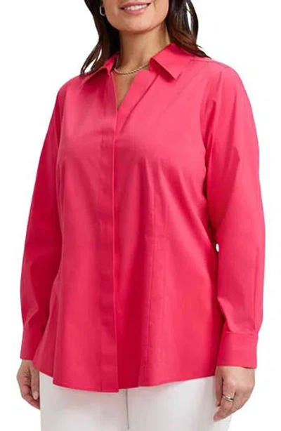 Foxcroft Taylor Non-iron Long Sleeve Stretch Button-up Shirt In Raspberry