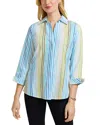 Foxcroft Taylor Stripe Cotton Button-up Shirt In Blue Multi