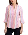 Foxcroft Taylor Stripe Cotton Button-up Shirt In Multi