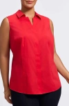 Foxcroft Taylor Sleeveless Button-up Shirt In Red