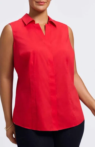 Foxcroft Taylor Sleeveless Button-up Shirt In Red
