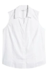 Foxcroft Taylor Sleeveless Button-up Shirt In White