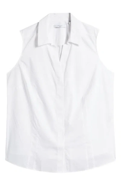 Foxcroft Taylor Sleeveless Button-up Shirt In White