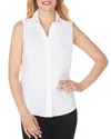 Foxcroft Taylor Sleeveless Linen Blend Button-up Shirt In White