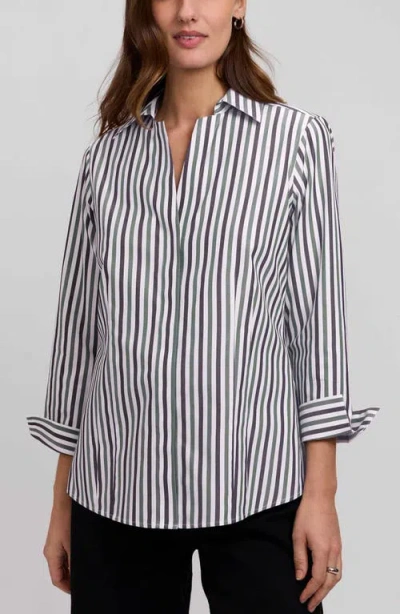 Foxcroft Taylor Stripe Cotton Button-up Shirt In Multi