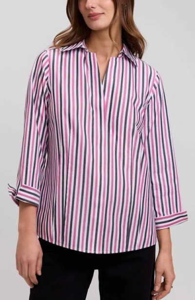 Foxcroft Taylor Stripe Cotton Button-up Shirt In Multi