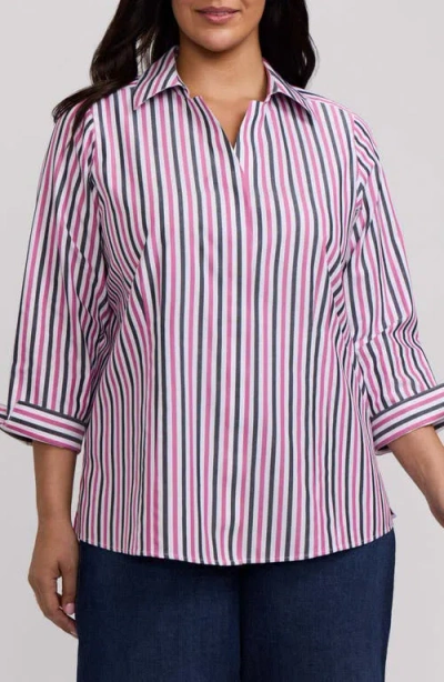 Foxcroft Taylor Stripe Cotton Button-up Shirt