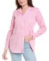 Foxcroft Carolina Gingham Crinkled Cotton Blend Button-up Shirt In Pink