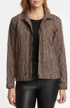Foxcroft Thelma Crinkle Cotton Blend Gingham Jacket In Almond/black