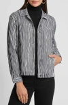 Foxcroft Thelma Crinkle Cotton Blend Gingham Jacket In Black/white